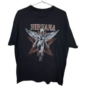Retro 90s Grunge Nirvana In Utero Album Black Graphic T-Shirt Men’s XL Rare